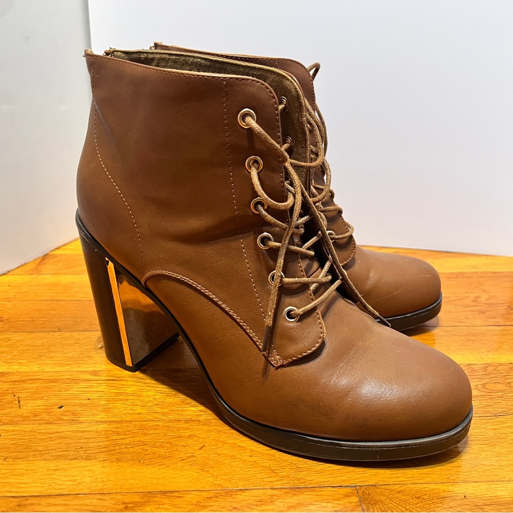 Torrid Brown Heeled Lace-Up Boots Size 12.5W